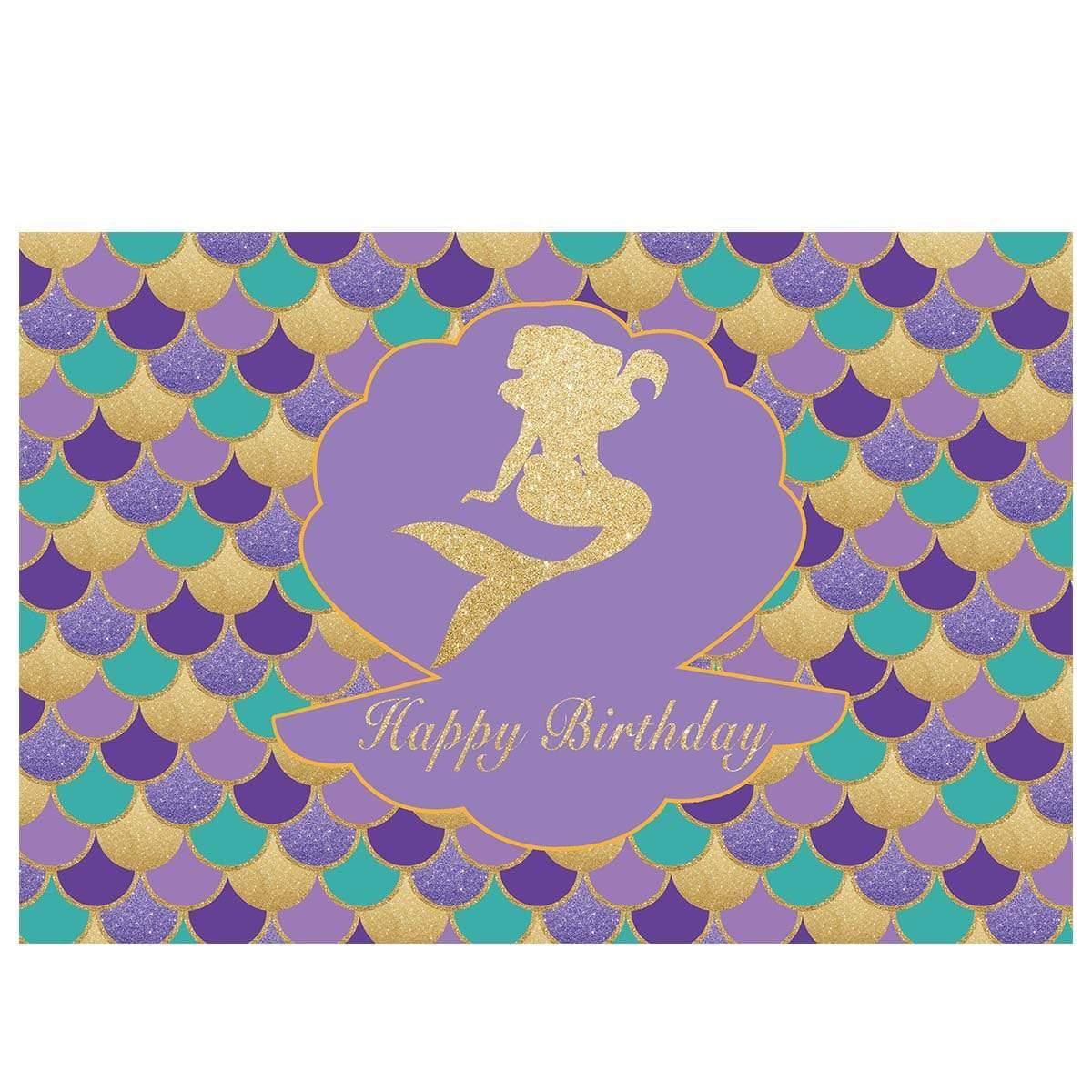 Allenjoy Mermaid Glitter Colorful Scales Birthday Backdrop - Allenjoystudio