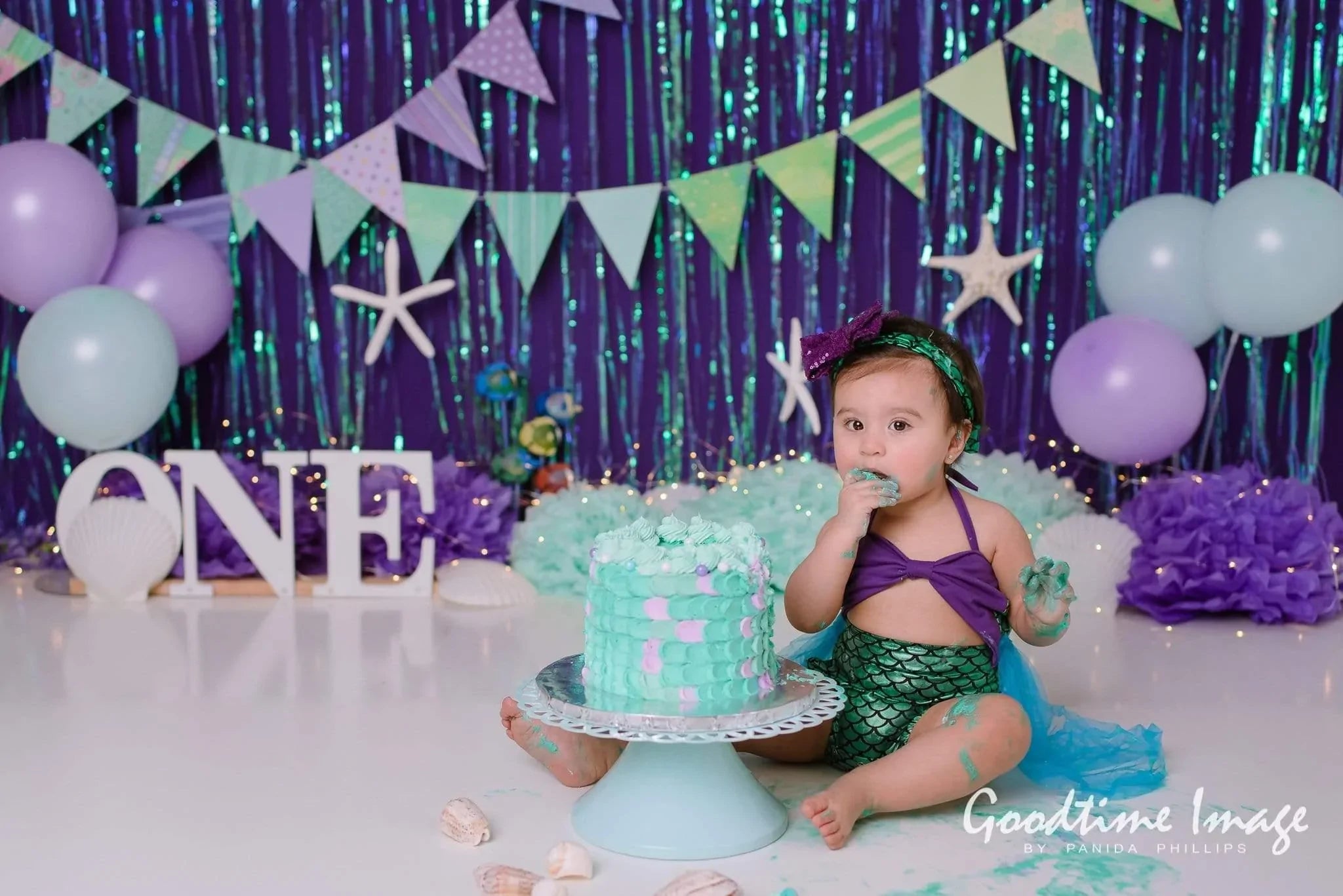 Allenjoy Mermaid Purple Shining Backdrop Designed by Panida Phillips - Allenjoystudio