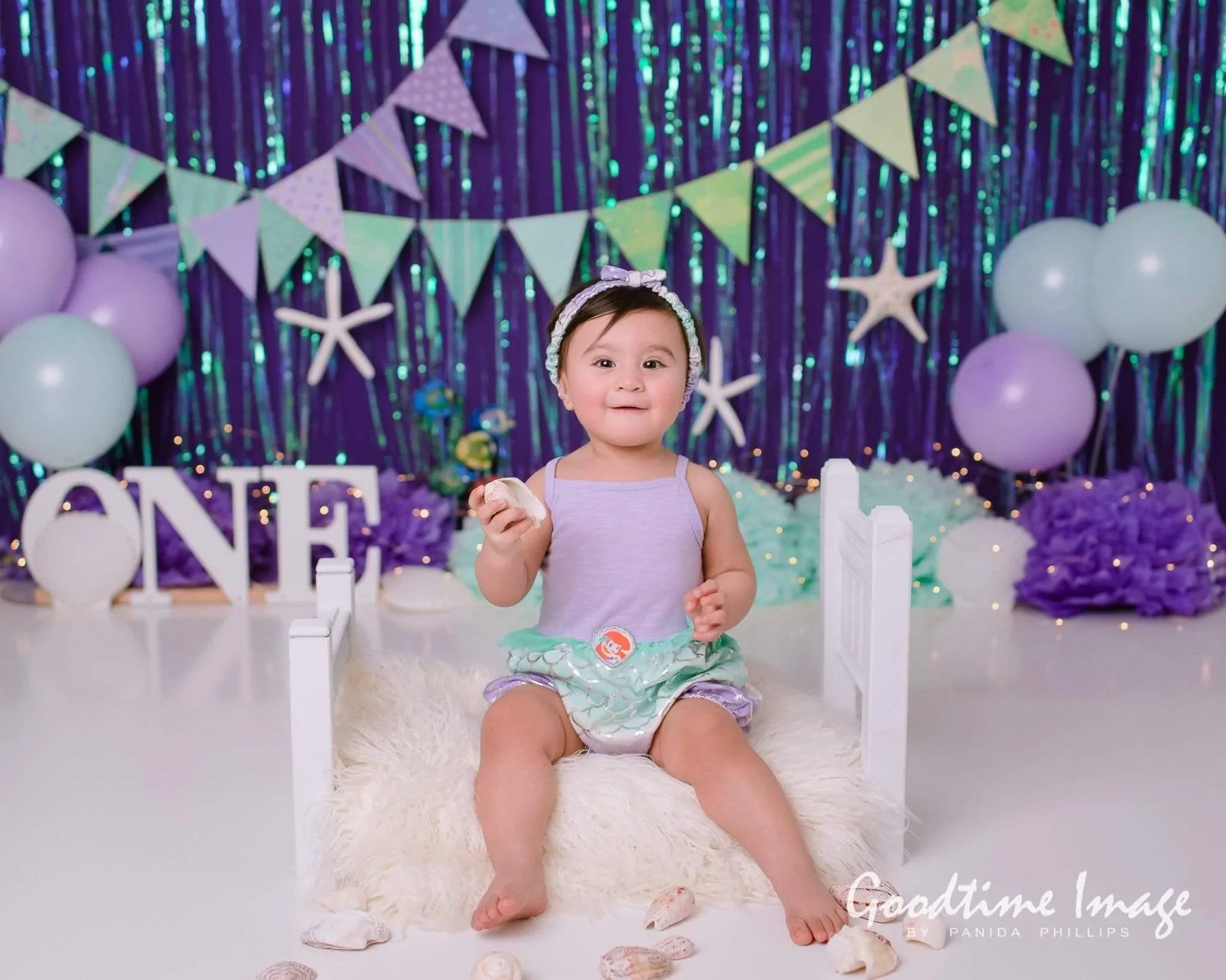 Allenjoy Mermaid Purple Shining Backdrop Designed by Panida Phillips - Allenjoystudio