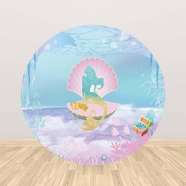 Allenjoy Mermaid Round Backdrop Under the Sea for Birthday Party - Allenjoystudio