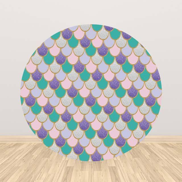 Allenjoy Mermaid Scales Round Backdrop for Girl Birthday Party - Allenjoystudio