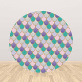 Allenjoy Mermaid Scales Round Backdrop for Girl Birthday Party - Allenjoystudio