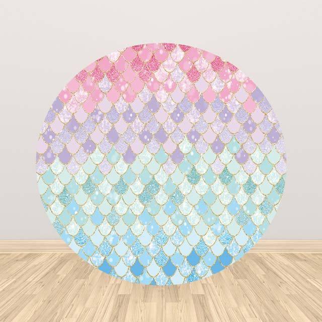 Allenjoy Mermaid Scales Round Backdrop for Girl Birthday Party - Allenjoystudio