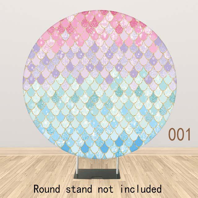 Allenjoy Mermaid Scales Round Backdrop for Girl Birthday Party - Allenjoystudio