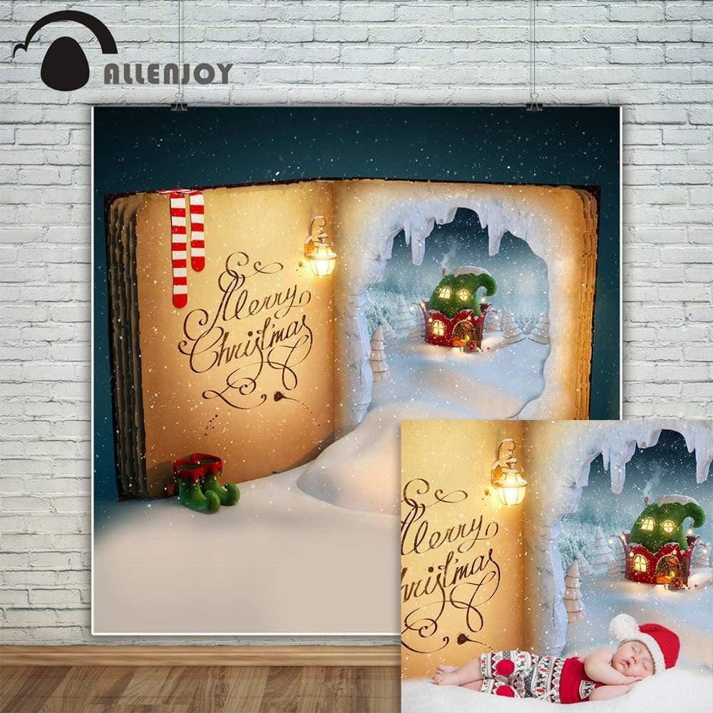 Allenjoy Merry Christmas Night Starry Sky Winterland House Socks Book Backdrop - Allenjoystudio