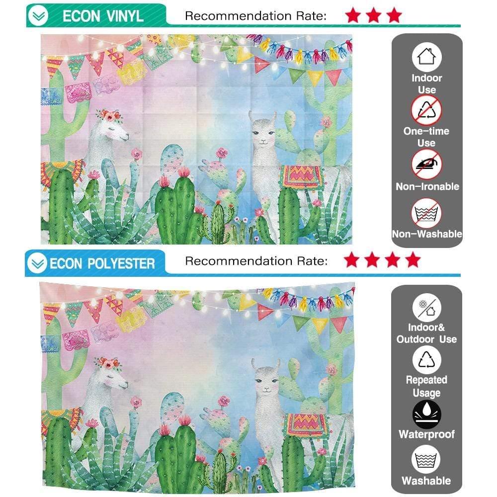 Allenjoy Mexican Backdrop Cactus Alpaca Flag Lights for Girls Baby Shower Party - Allenjoystudio