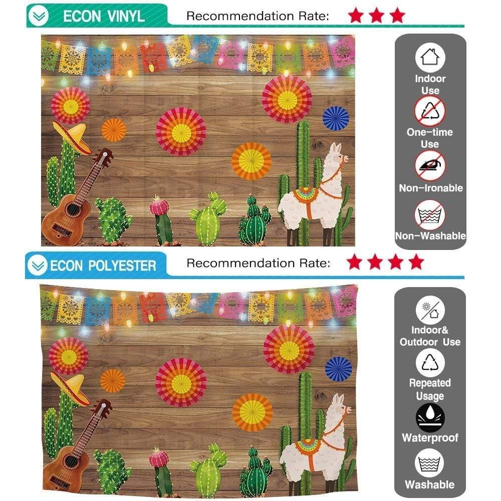 Allenjoy Mexican Fiesta Backdrop Guitar Party Background Colorful Flags Flowers Banner - Allenjoystudio