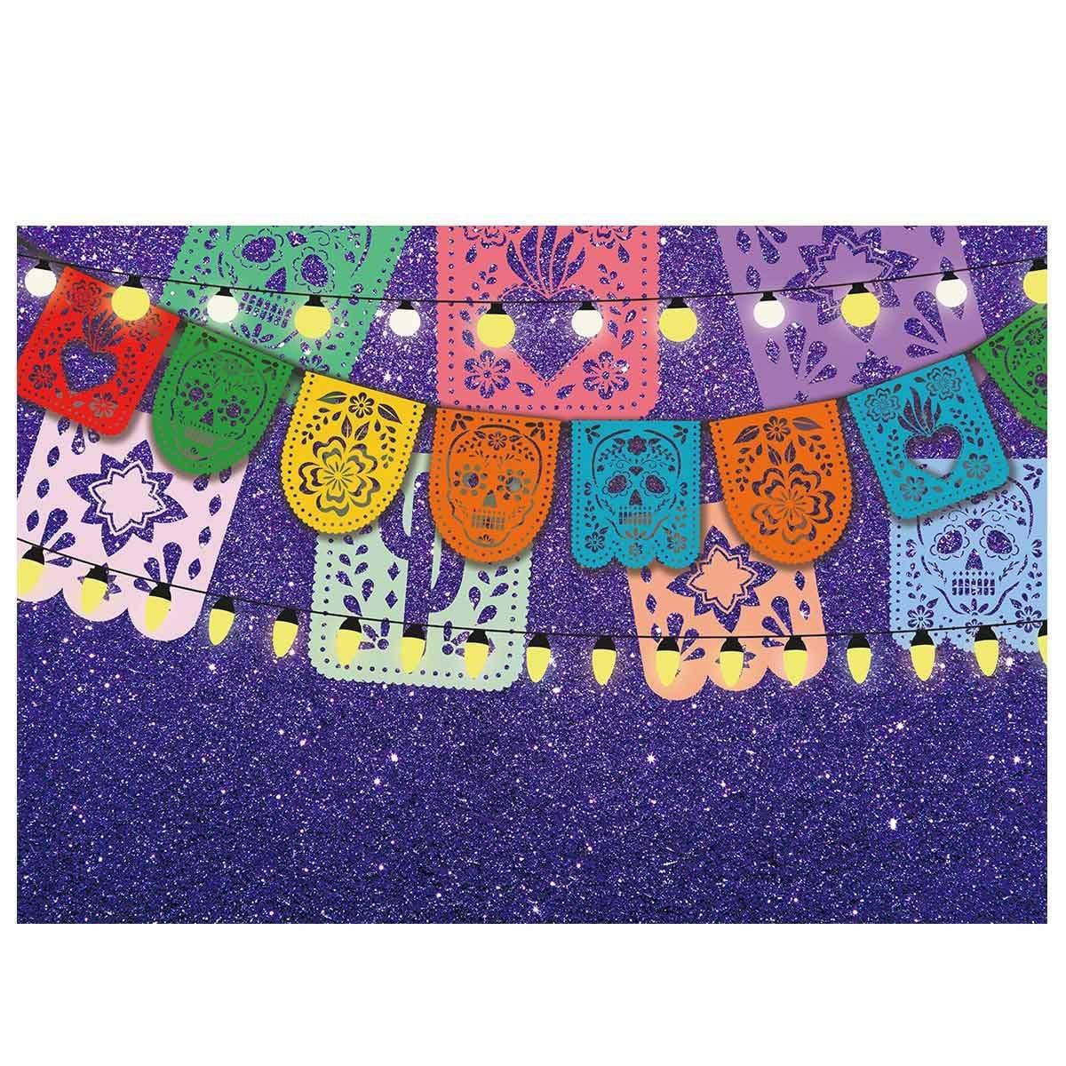 Allenjoy Mexico Fiestas Glitter Purple Carnival Decor Backdrop Photobooth Photo Shoot - Allenjoystudio