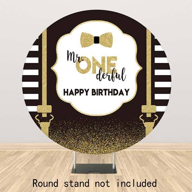 Allenjoy Mr One 1st Birthday Round Backdrop for Boys - Allenjoystudio