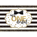 Allenjoy Mr One Derful Glitter Black White Stripe Backdrop