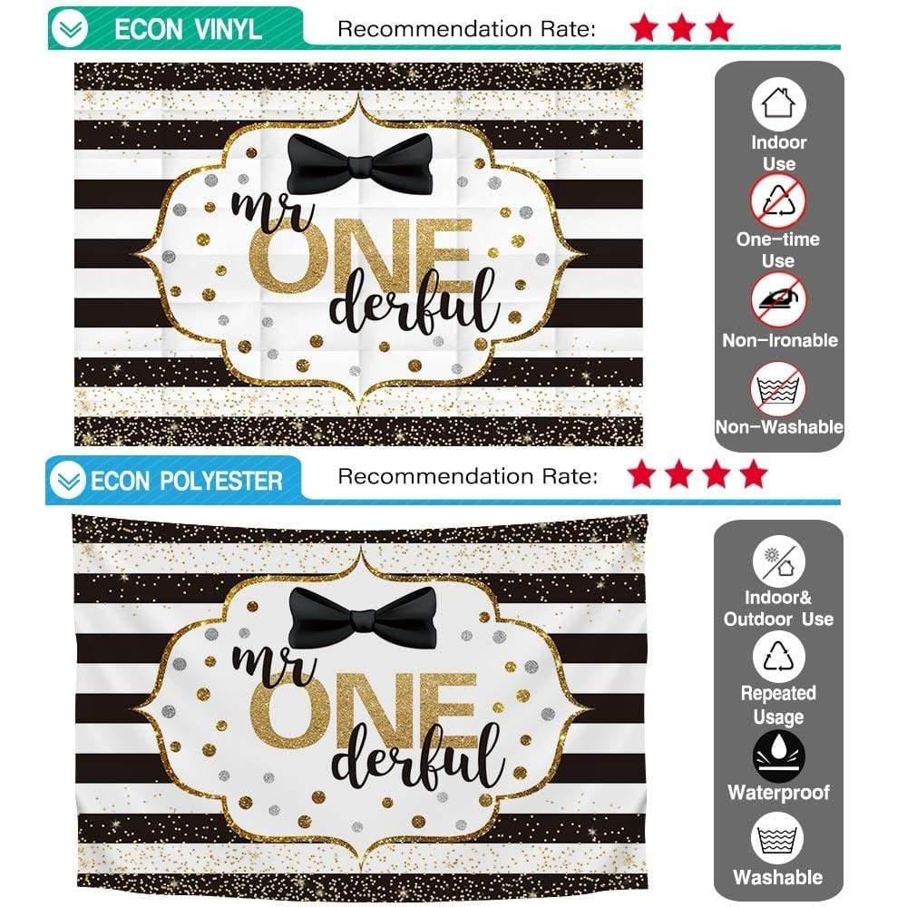 Allenjoy Mr One Derful Glitter Black White Stripe Backdrop - Allenjoystudio