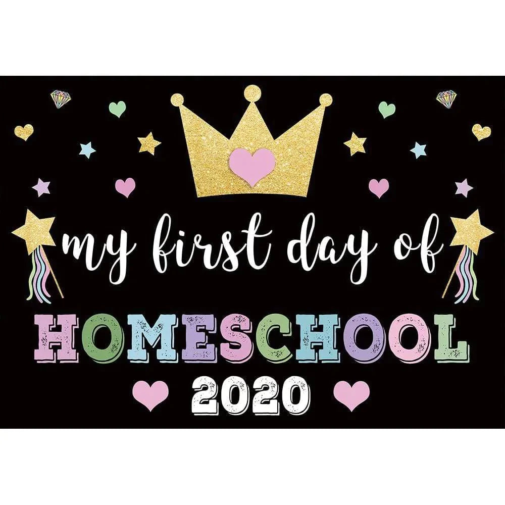 Allenjoy My First Day of Home School Little Star Black Background - Allenjoystudio