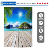 Allenjoy Natural Scenery Beach Sea Summer Backdrop with Wood Floor - Allenjoystudio