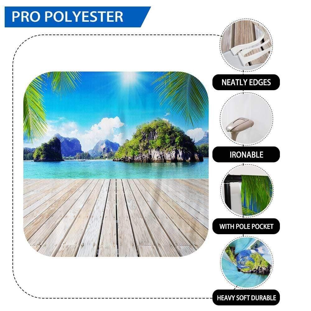Allenjoy Natural Scenery Beach Sea Summer Backdrop with Wood Floor - Allenjoystudio