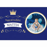Allenjoy Navy Blue Custom Name and Photo Birthday Backdrop