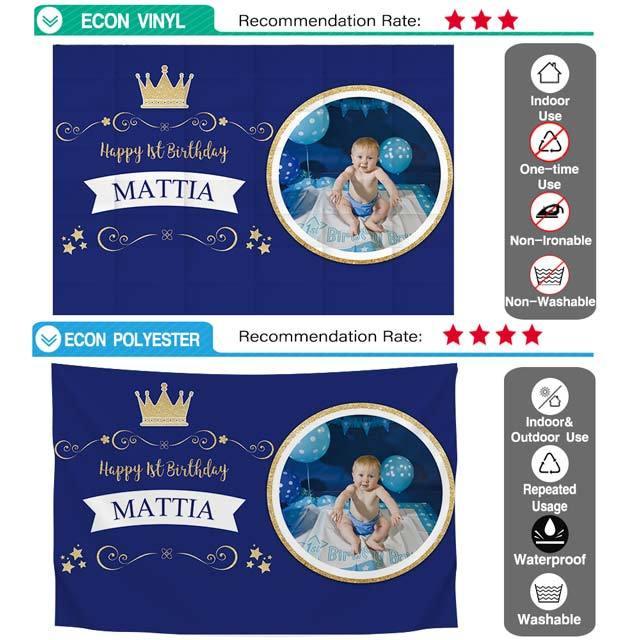 Allenjoy Navy Blue Custom Name and Photo Birthday Backdrop - Allenjoystudio
