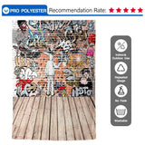 Allenjoy New Backdrop Cartoon Graffi Brick Wall Floor Cool for Children for Photostudio - Allenjoystudio