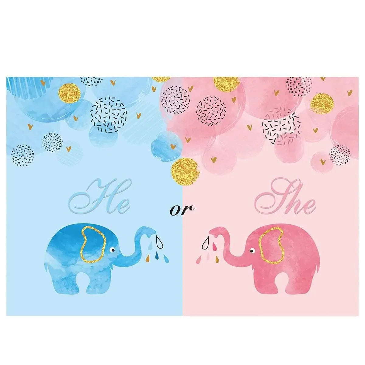 Allenjoy Gender Reveal He or She Elephant Ball Backdrop - Allenjoystudio