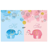 Allenjoy Gender Reveal He or She Elephant Ball Backdrop