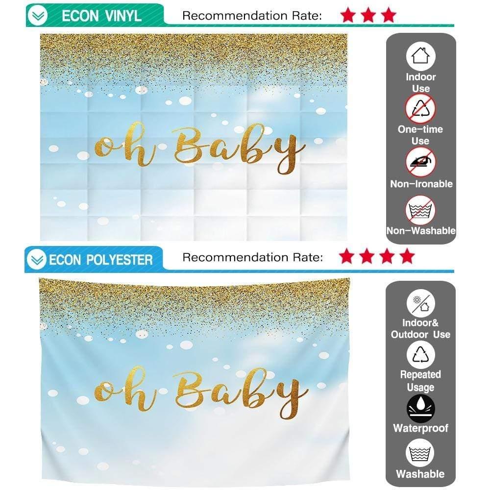 Allenjoy Oh Baby Pastel Blue with Glitter Golden Dot Backdrop - Allenjoystudio