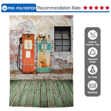 Allenjoy Fuel Tank Brick Wall Green Wood Floor Backdrop - Allenjoystudio
