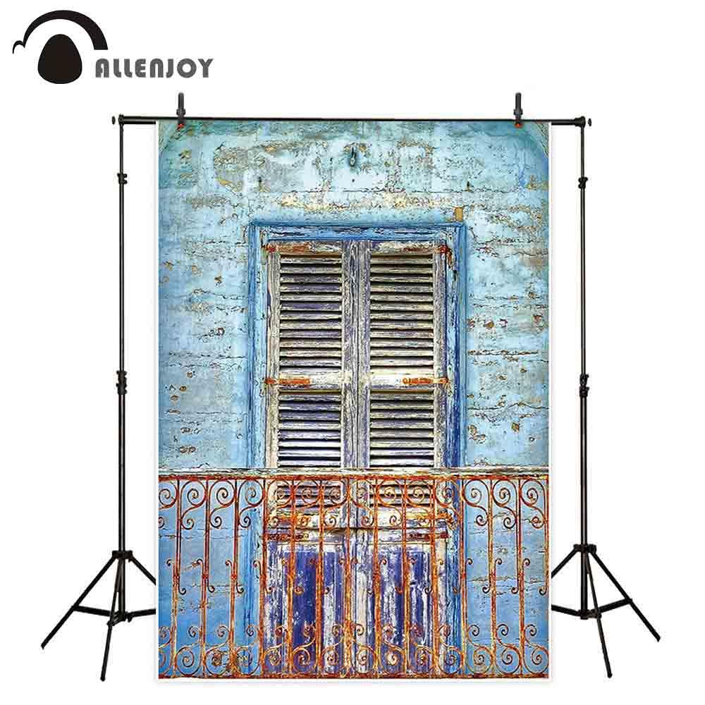 Allenjoy Old Wall Window Backdrop Rusty Iron Balcony for Photo Studio Photocall Polyester - Allenjoystudio