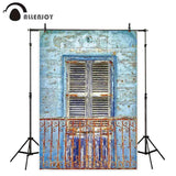 Allenjoy Old Wall Window Backdrop Rusty Iron Balcony for Photo Studio Photocall Polyester