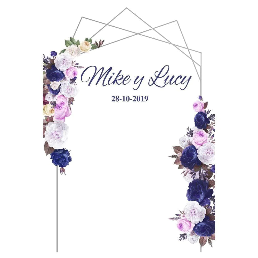 Allenjoy Personalized Floral Frame Backdrop for Wedding Bridal Shower Anniversary - Allenjoystudio