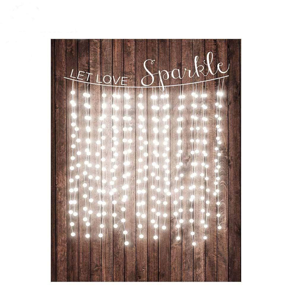 Allenjoy String Bright Lights Brown Wood Wedding Backdrop - Allenjoystudio