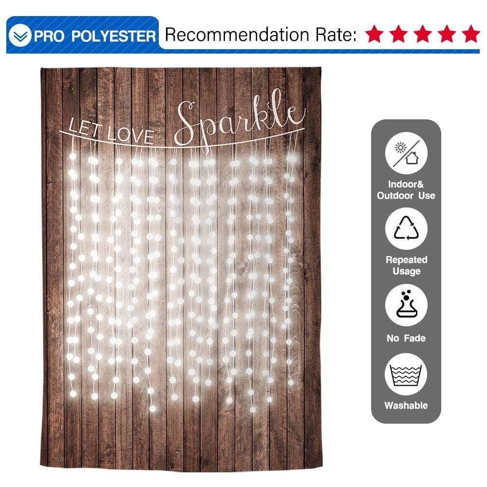 Allenjoy String Bright Lights Brown Wood Wedding Backdrop - Allenjoystudio
