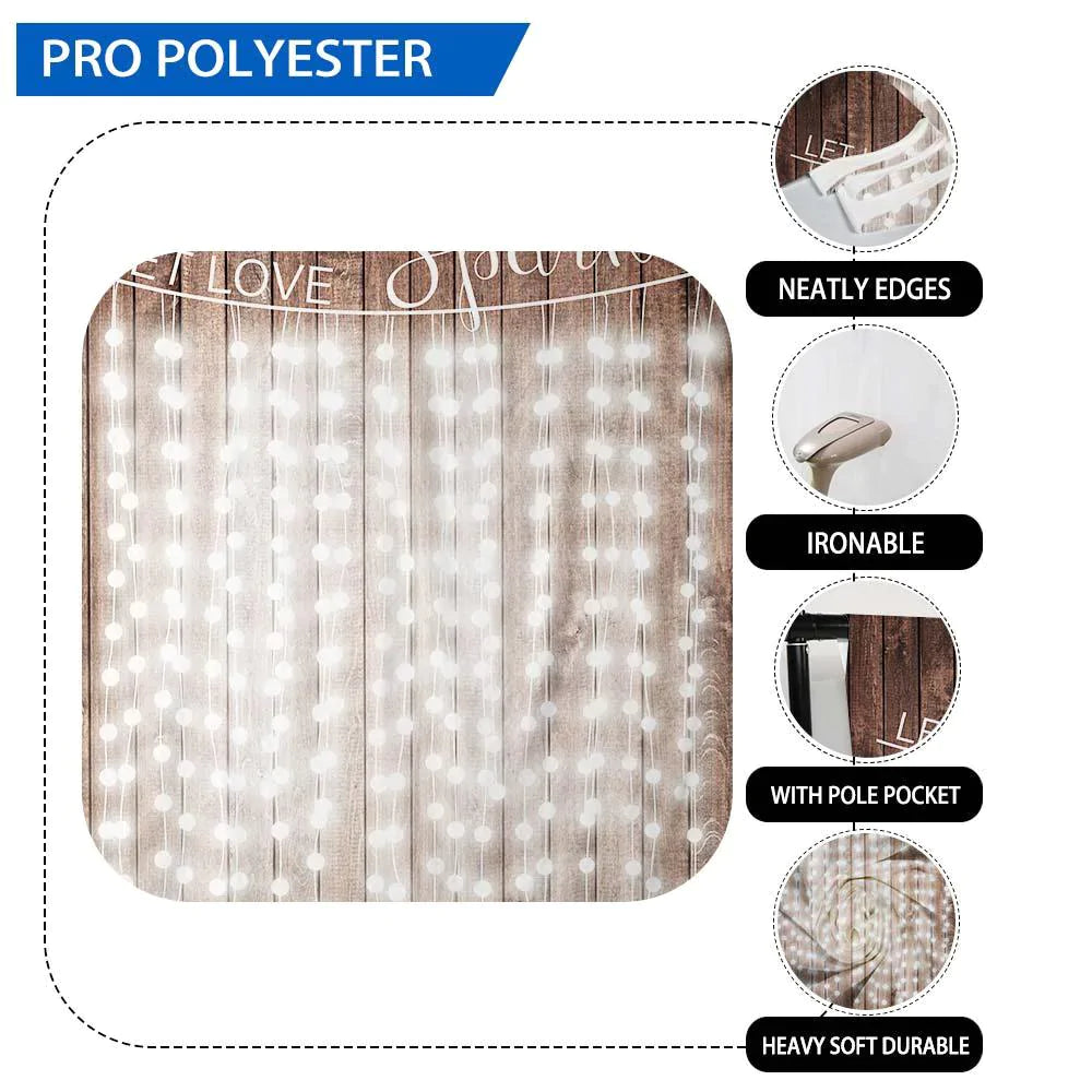Allenjoy String Bright Lights Brown Wood Wedding Backdrop - Allenjoystudio