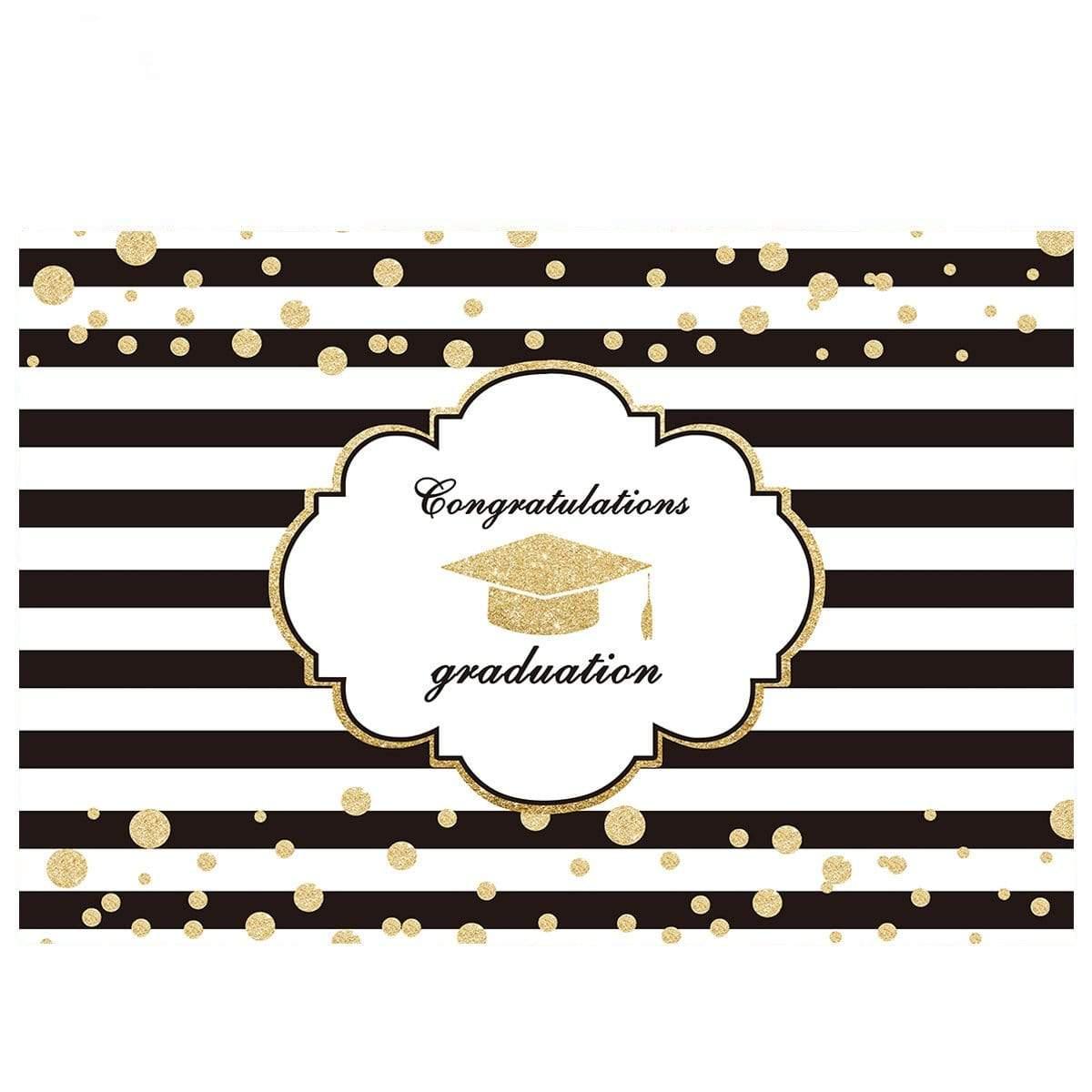 Allenjoy Graduation Black and White Stripes Shiny Dots Backdrop - Allenjoystudio