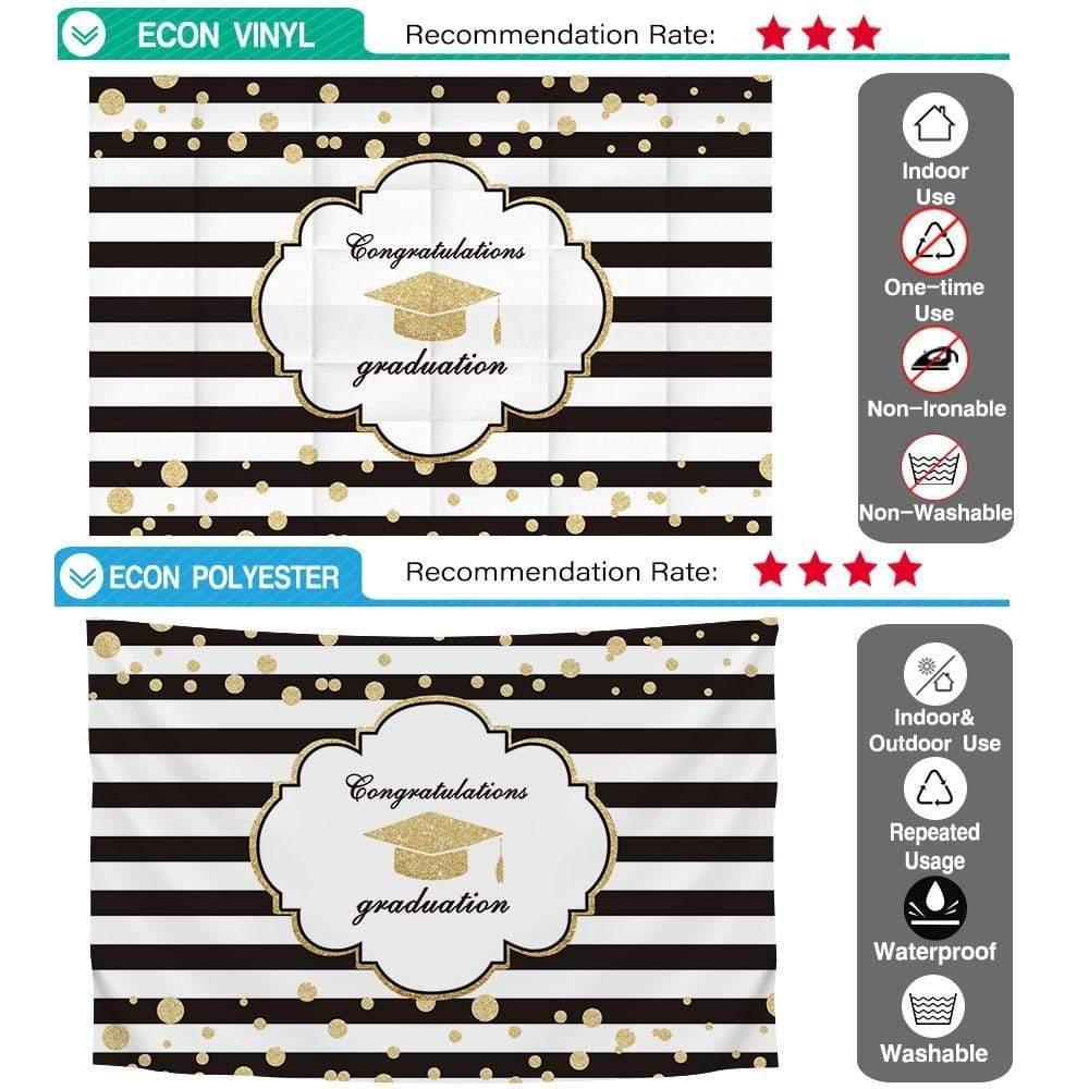 Allenjoy Graduation Black and White Stripes Shiny Dots Backdrop - Allenjoystudio