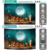 Allenjoy Pumpkin Lantern Moon Green Branch Bats Photography Backdrop - Allenjoystudio