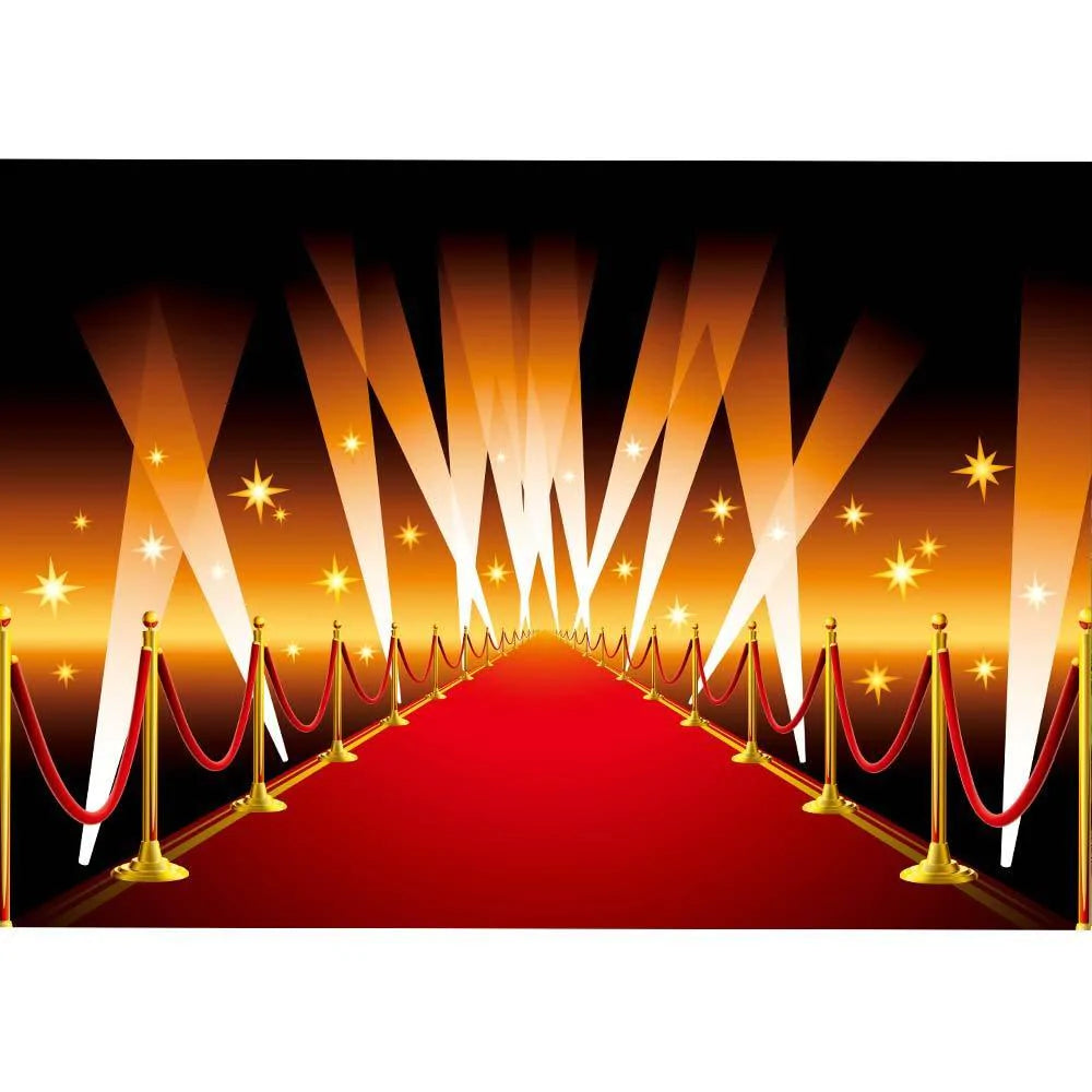 Allenjoy Photo Backdrops for Red Carpet Honor Lights Golden Railings Party Background - Allenjoystudio