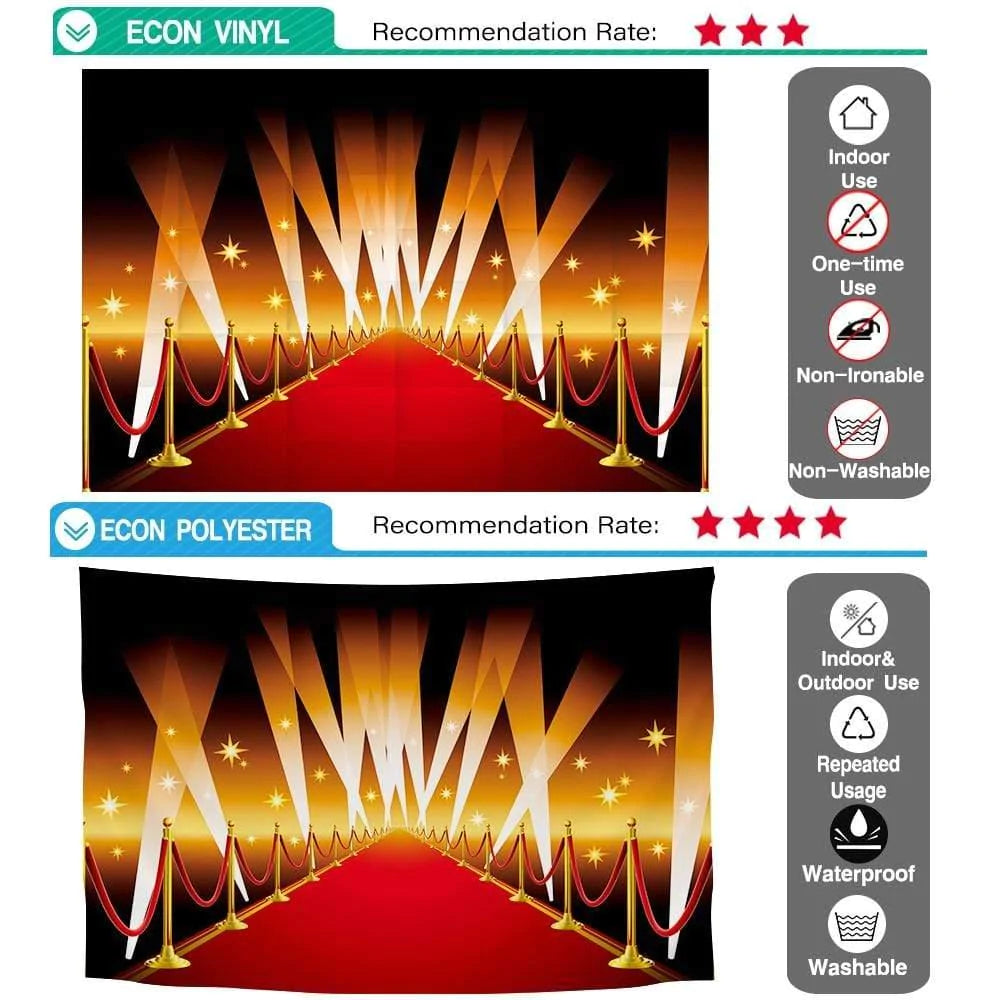 Allenjoy Photo Backdrops for Red Carpet Honor Lights Golden Railings Party Background - Allenjoystudio