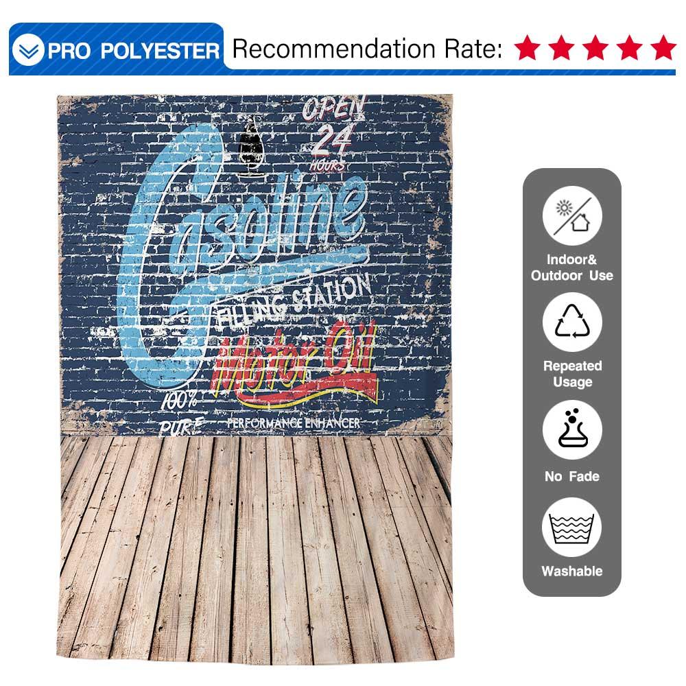 Allenjoy Photo Background Graffiti Brick Wall Blue Cool Wooden Floor Background for Photo - Allenjoystudio
