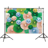 Allenjoy Photo Booth for Pinwheel Bckdrop Green Blue for Wedding Prom Celebration