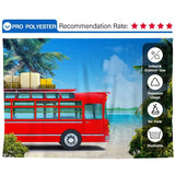 Allenjoy Summer Red Bus Sea Travel Backdrop - Allenjoystudio