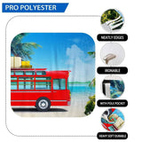 Allenjoy Summer Red Bus Sea Travel Backdrop - Allenjoystudio