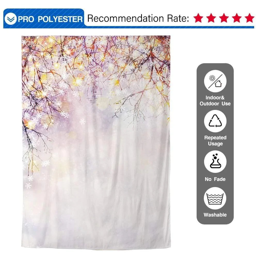 Allenjoy Bokeh Colorful Spot Snowflake Branches Romantic Backdrop - Allenjoystudio
