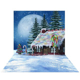 Allenjoy Candy House Christmas Tree Lollipop Cartoon Backdro for Children