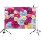 Allenjoy Photocall for Pinwheel Backdrop Rose Red Light Blue Yellow for Wedding Party - Allenjoystudio
