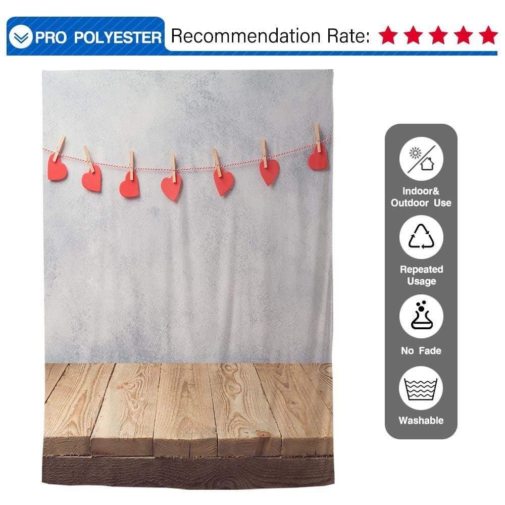 Allenjoy White Grey Red Heart Valentine's Day Backdrop - Allenjoystudio