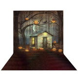 Allenjoy Halloween Pumpkin Wood House in Forest Scary Backdrop