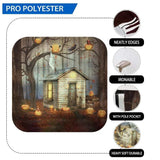 Allenjoy Halloween Pumpkin Wood House in Forest Scary Backdrop - Allenjoystudio
