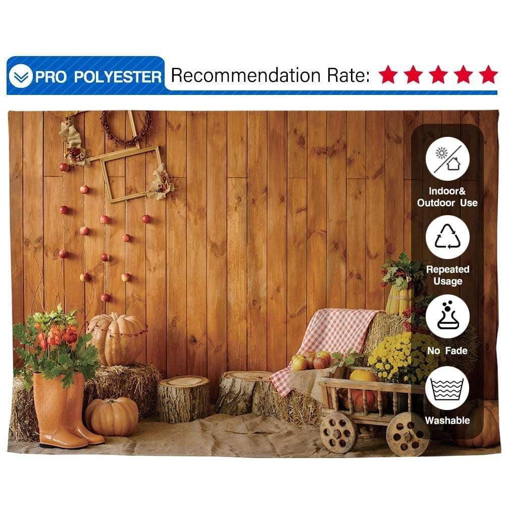 Allenjoy Autumn Wood House Pumpkin Haystack Photography Backdrop - Allenjoystudio
