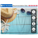 Allenjoy Summer Seastar Voyage Hat Shell Blue Wooden Backdrop - Allenjoystudio