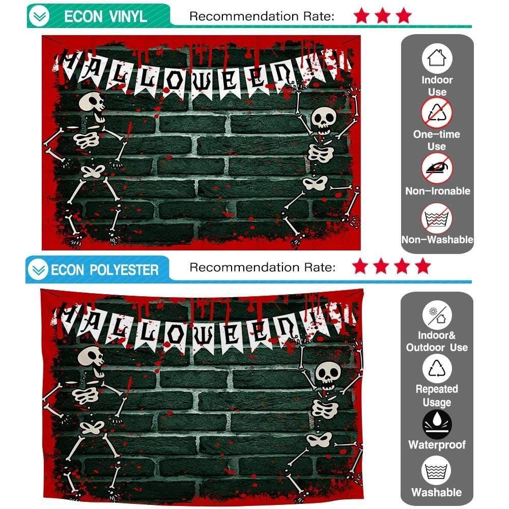 Allenjoy Bloody Brick Wall Skeleton Halloween Backdrop - Allenjoystudio