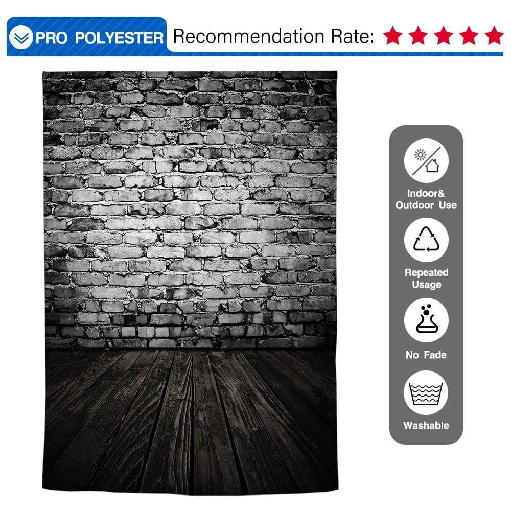 Allenjoy Dim Brick Walls Wooden Floor Photography Backdrop - Allenjoystudio
